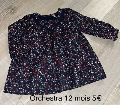 Robe Petit Bateau Hiver Pour Fille 12 Mois – Bleu Marine Fleuri – état Impeccable