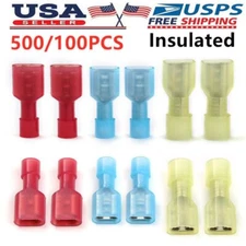 50/100PCS AWG22-10 Nylon Insulated Spade Connector Wire Crimp Female Terminals