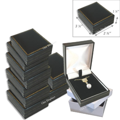 12pc Wholesale Gift Boxes Earring Necklace Box Black Faux Leather Jewelry Box Ebay
