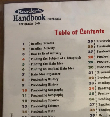 Great Source Education Group Readers Handbook Overheads Grade 6-8