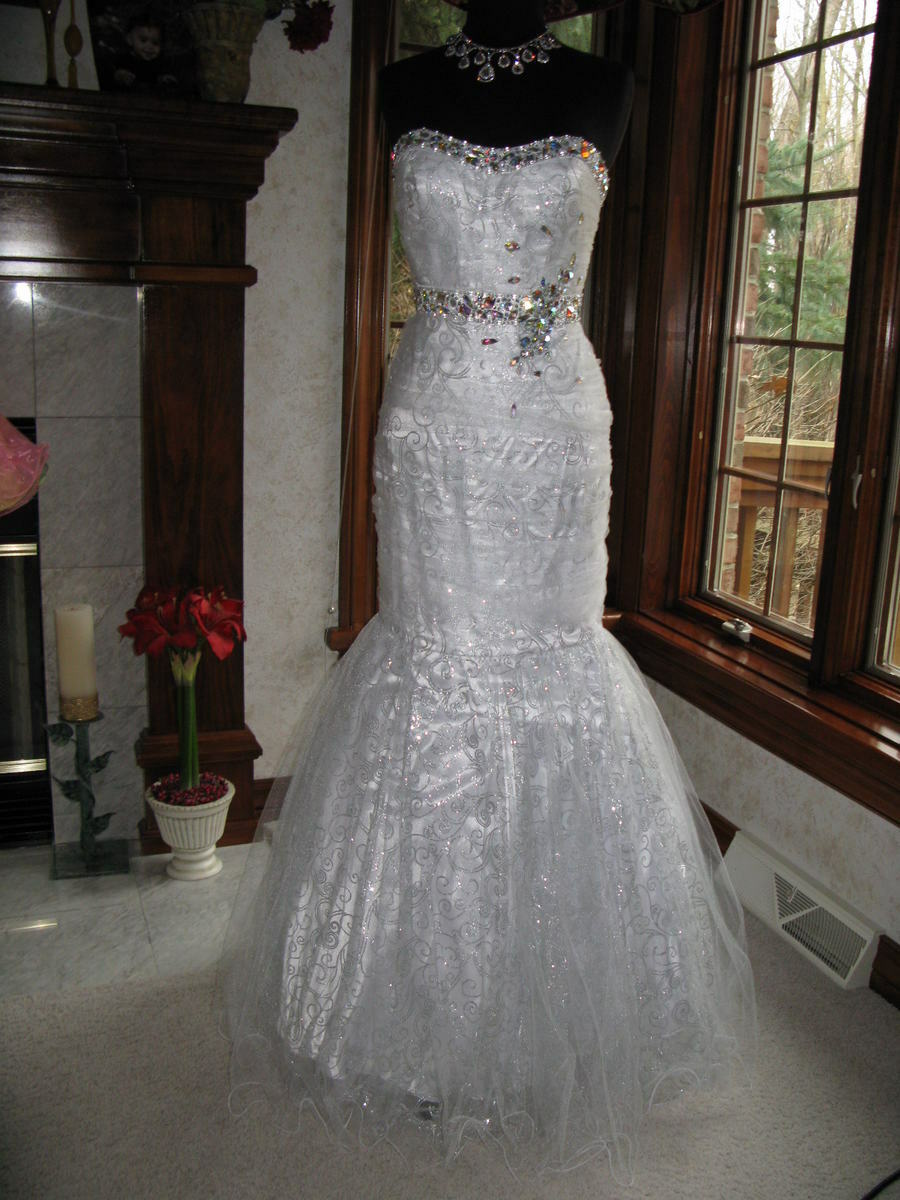 precious formals dress o10435 White Organza Mermaid Gown SALE!! sz 2 Fashion