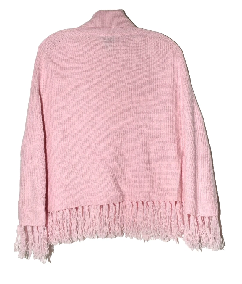 Poncho Suéter INC International Concepts Rosa Cachemira Cuello Alto 3.5" Flecos Foto 4 de 4