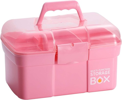 11'' Plastic Storage Box with Removable Tray, Multipurpose Organizer and Stor...