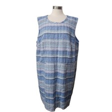 Talbots Plus Womens 22W Blue Tweed Dress Lined Sleeveless Back Zip Faux Pockets
