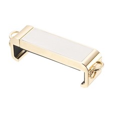 Metal Phone Clip, White Leather Mobile Phone Back Clamp, Gold