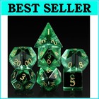 Unique Green Zircon Glass Dice Set - 7 Pieces for Dungeons & Dragons Enthusiasts