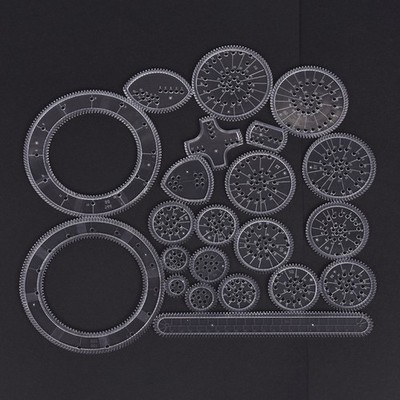 22Pack Plastic Transparent Spirograph Drawing Toys Ruler Tool Gifts For Kids