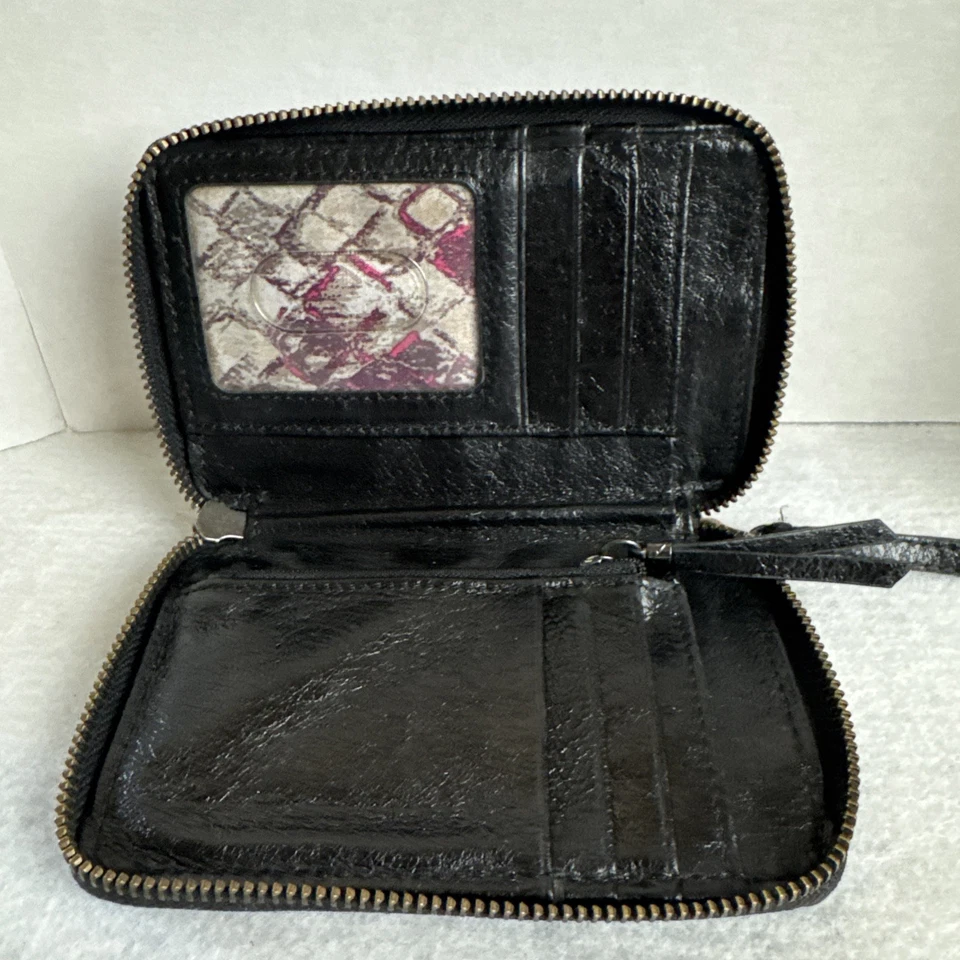 Elliott Lucca Woven Leather Zip Around Bifold Wallet Wristlet 5.75 X 3.75 Inch - Image 4 of 4