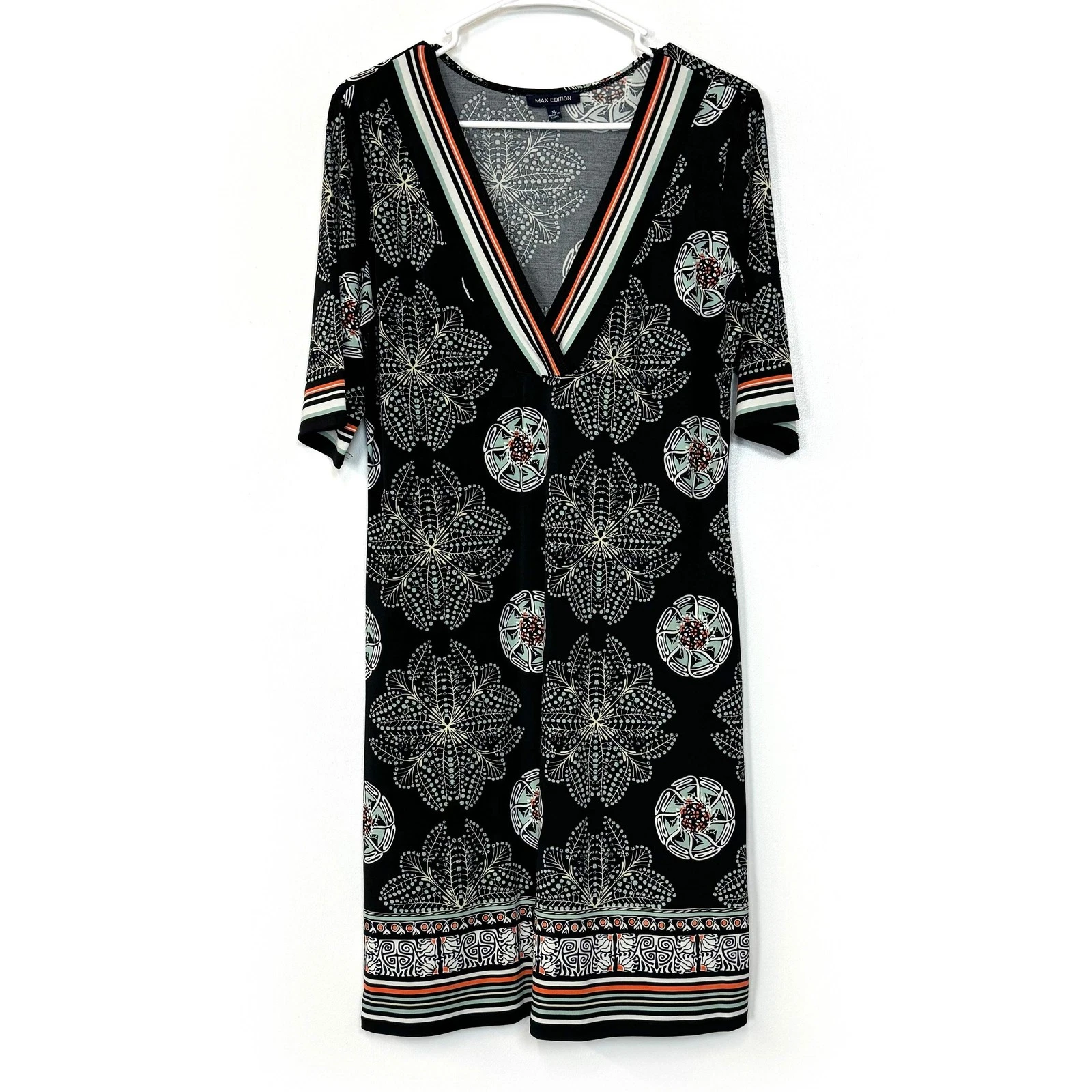 Max Studio | Womens Mandala Print 1/2 Sleeve Dress | Color: Black/White | Size: