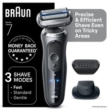 Braun Electric Shaver for Men, Series 7 7120s, Wet Dry Shave, Turbo Gentl S2