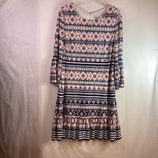 Eliza J  size 16 Flora Stripe Print Pink & Navy Shift Dress 