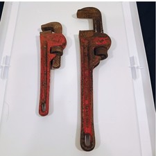 Two Vintage Red Pipe Wrenches Plumbing Tool Set