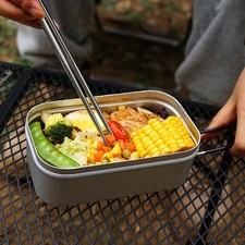 800ML Bento Box Folding Handle Mess Tin Durable Lunch Box  Outdoor Picnic