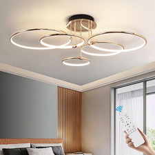 LED Deckenleuchte Modern Design Deckenlampen Gold 5-Ring Lampen Dimmbar Wohnzimm