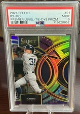 2024 PANINI SELECT PREMIER LEVEL TIE-DYE PRIZM #91 ICHIRO HOF #/25 POP 1 PSA 9