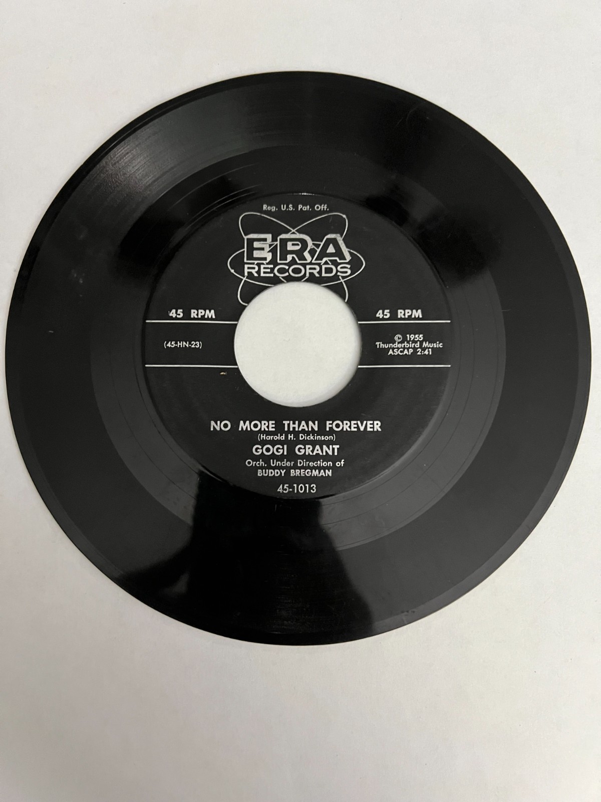 Vinyl 45 RPM Record - Gogi Grant No More Than Forever / The Wayward Wind