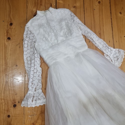 Vintage True 1950s Tulle Grace Kelley Style A Line Wedding Dress 8 - Bild 3 von 8