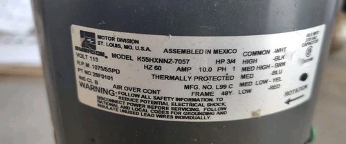 Emerson Lennox 28F0101 K55HXNNZ-7057 3/4HP Furnace Blower Motor OEM 3B=13