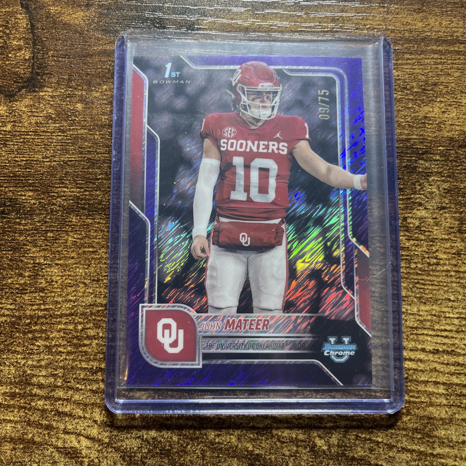 2025 Bowman Chrome U John Mateer 1st Bowman /75 Purple Shimmer