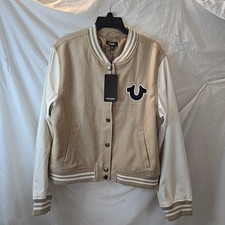 True Religion Women  s TRUE VARSITY JACKET Style 600011R3 Snap Wool Blend Sz XL