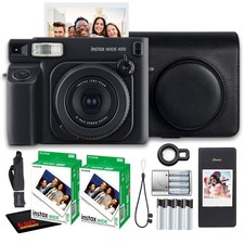Fujifilm Instax Wide 400 Instant Camera, Black, w/ 2 Packs Wide Film