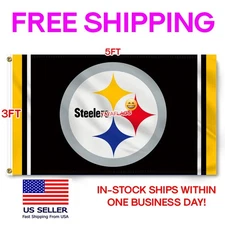 Pittsburgh Steelers 3x5 ft Flag Banner NFL Wall Decor Banner FREE Shipping