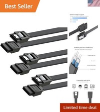 Durable Braided SATA III Cables 15-Inch  Set of 3 - Secure Data Transfer