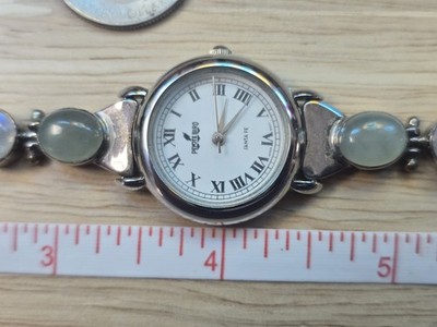 .925 PEYOTE BIRD watch With Toggle Clasp Vintage W/mixed Stones Needs Battery