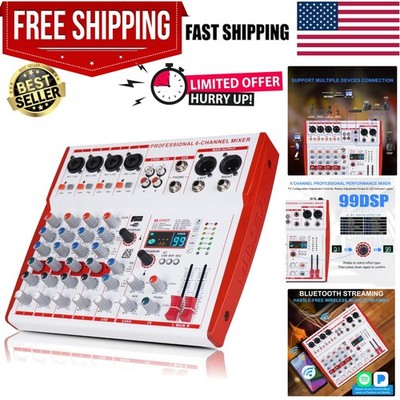 6 Channel DJ Mixer with Built-in Recording and 99 Effects - Lightweight Design