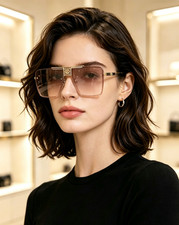 GUCCI GG1435 Aviator Sunglasses Gold Frame Gradient Brown Lens 60-14-145