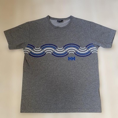 Helly Hansen Gray Cotton-Poly T-Shirt L Wave Graphic Summer Stylish