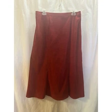 Elementz Rust Red Midi Skirt Size Large | Fall A-Line Faux Suede