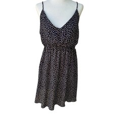 7DAYWKND Boho Whimsigoth Ditsy Floral Mini Dress V-Neck Festival Summer Navy L