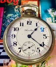 Antique 1915 Hamilton Railroad 992 14kt White GF Pocket Watch