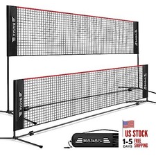 Badminton Net, Height Adjustable Kids Volleyball Net, 14ft Red / black