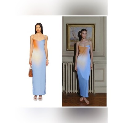 Baobab Medusa Dress In Dunes Blue Orange Maxi XS