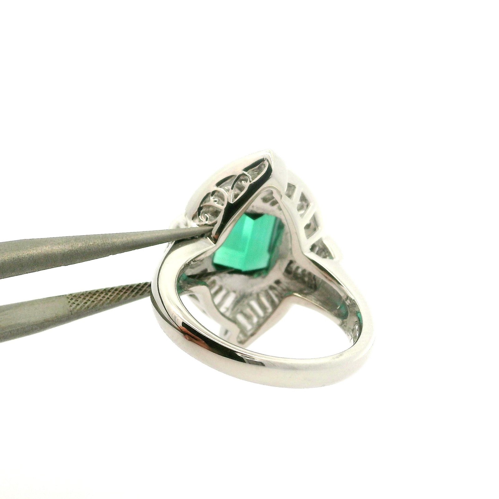 Solid Platinum 3.92ctw Rectangular Green Tourmali… - image 8