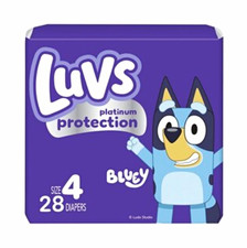 Luvs Platinum Protection Bluey Diapers Size 4 22-37 lbs Pack of 28