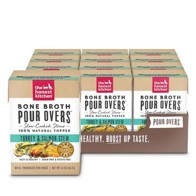The Honest Kitchen Bone Broth Pour Overs Turkey and Salmon Stew Dog Food Case 12