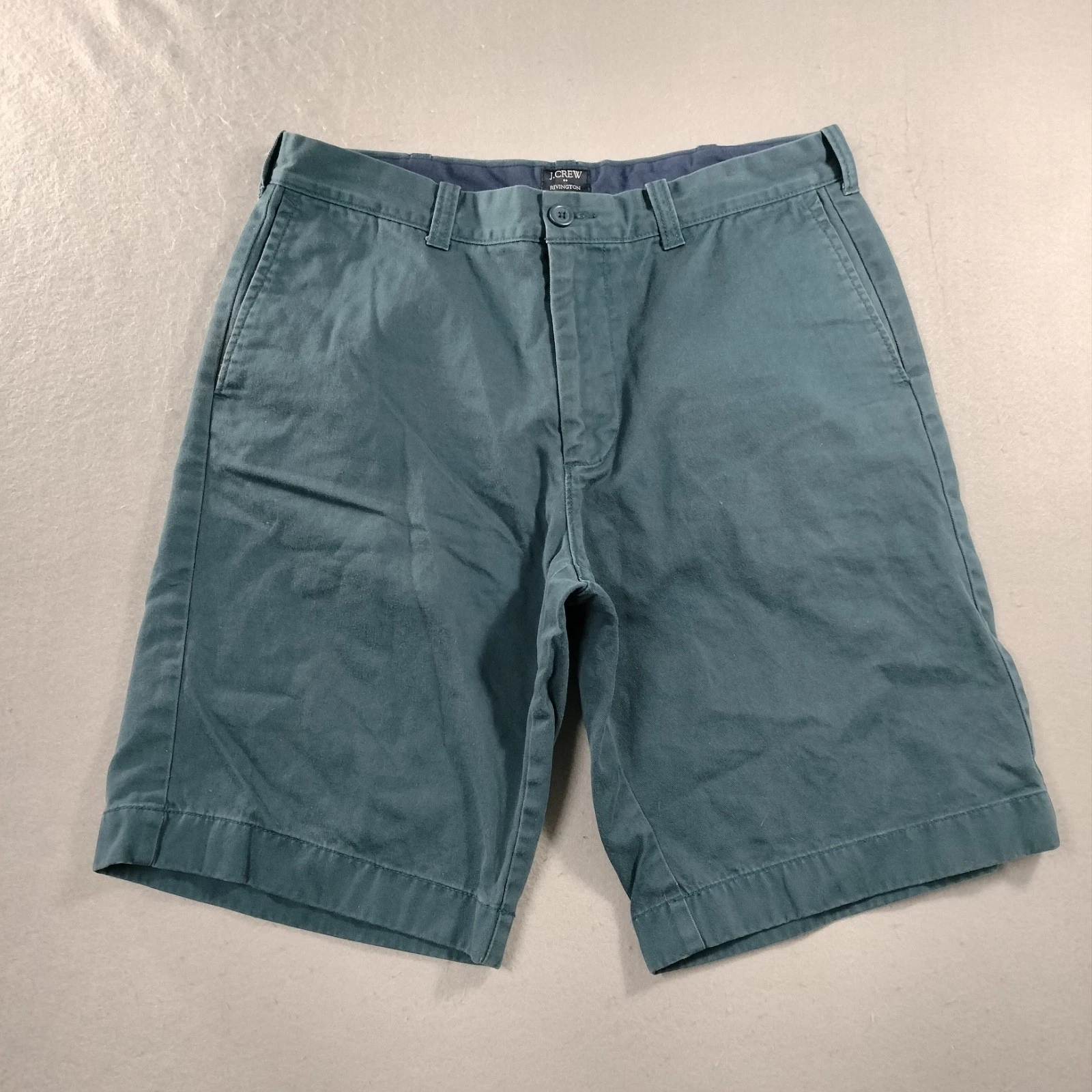 J Crew Rivington Flat Front Blue Khaki Chino Shorts Mens Size 33W