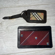Authentic NEW LEATHER BURBERRY Beige / Brown Check - Luggage Tag & Holder 