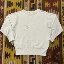 Vintage 1940s Cotton Double V Crewneck Sweatshirt Sz S/M - Distressed