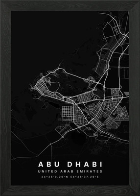 ABU DHABI UAE STADTPLAN Gerahmtes Wandbild Poster Leinwanddruck Bild