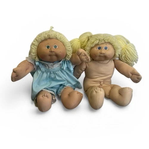 Lot Of 2 VINTAGE Cabbage Patch Kids Doll 1978/1982 Blonde Hair Green/Blue Eyes