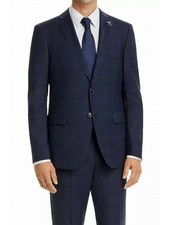 John Varvatos Mens Navy Stretch Wool Blend Suit Separate Blazer 40R