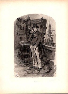Captain Cuttle Frederick Barnard 1902 Book Plate Print TL23
