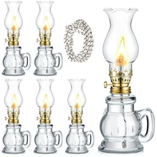 Yexiya 6 Set Vintage Glass Kerosene Lamp Rustic Oil Lamp Lantern Chamber Oil ...