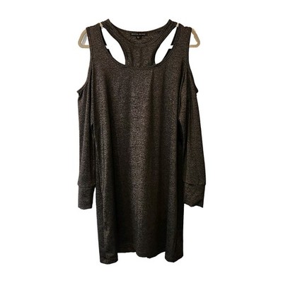 Boston Proper Women's Cold Shoulder Cutout Body Con Gray Dress Large