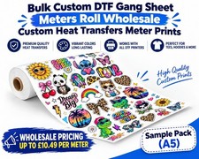Custom DTF Gang Sheet Bulk  Roll Wholesale Custom Heat Transfers Metre Prints UK