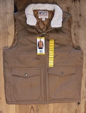 Heritage Brand Weatherproof Men M Vest Tan Zip Front Pockets Workwear Sherpa New